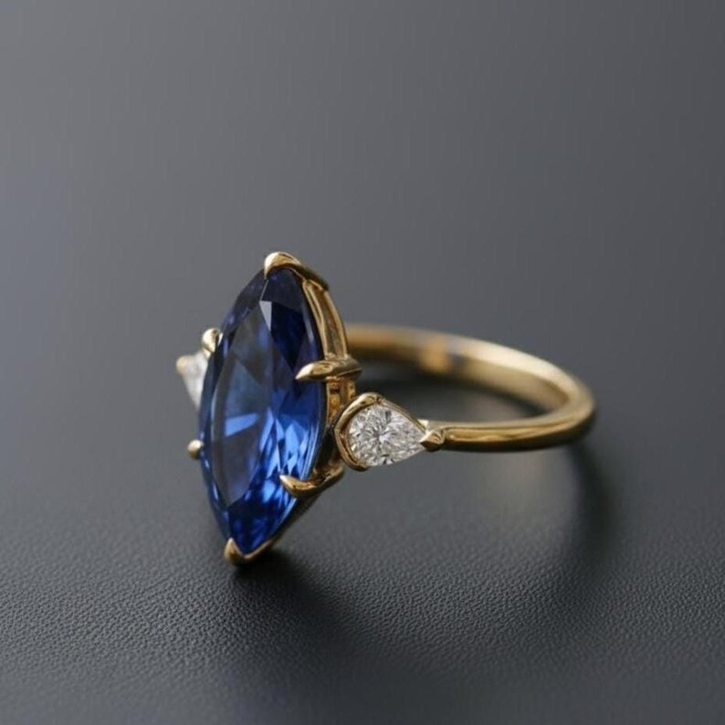 Lab Created Blue Topaz Ring, Base Metal: Brass Finish: Gold Plated, Gift