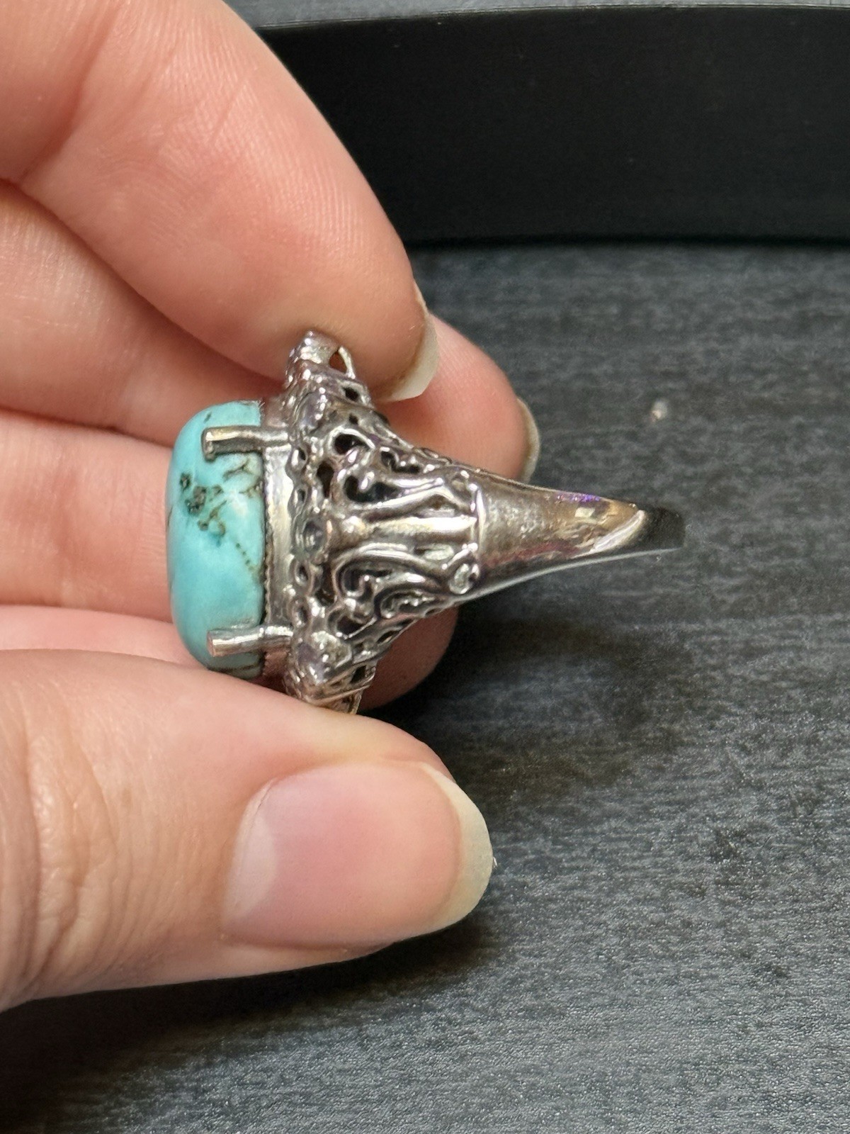 Karis STS Blue Mohave Turquoise Ring Purple Tanzanite (?) Accents Size 7