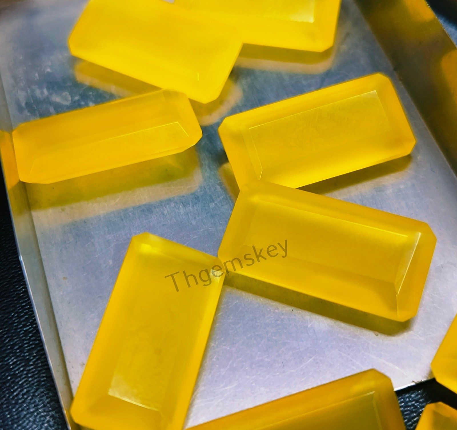 Natural Yellow Chalcedony Faceted Cut Long Octagon Gemstone 6x12mm-15x30mm