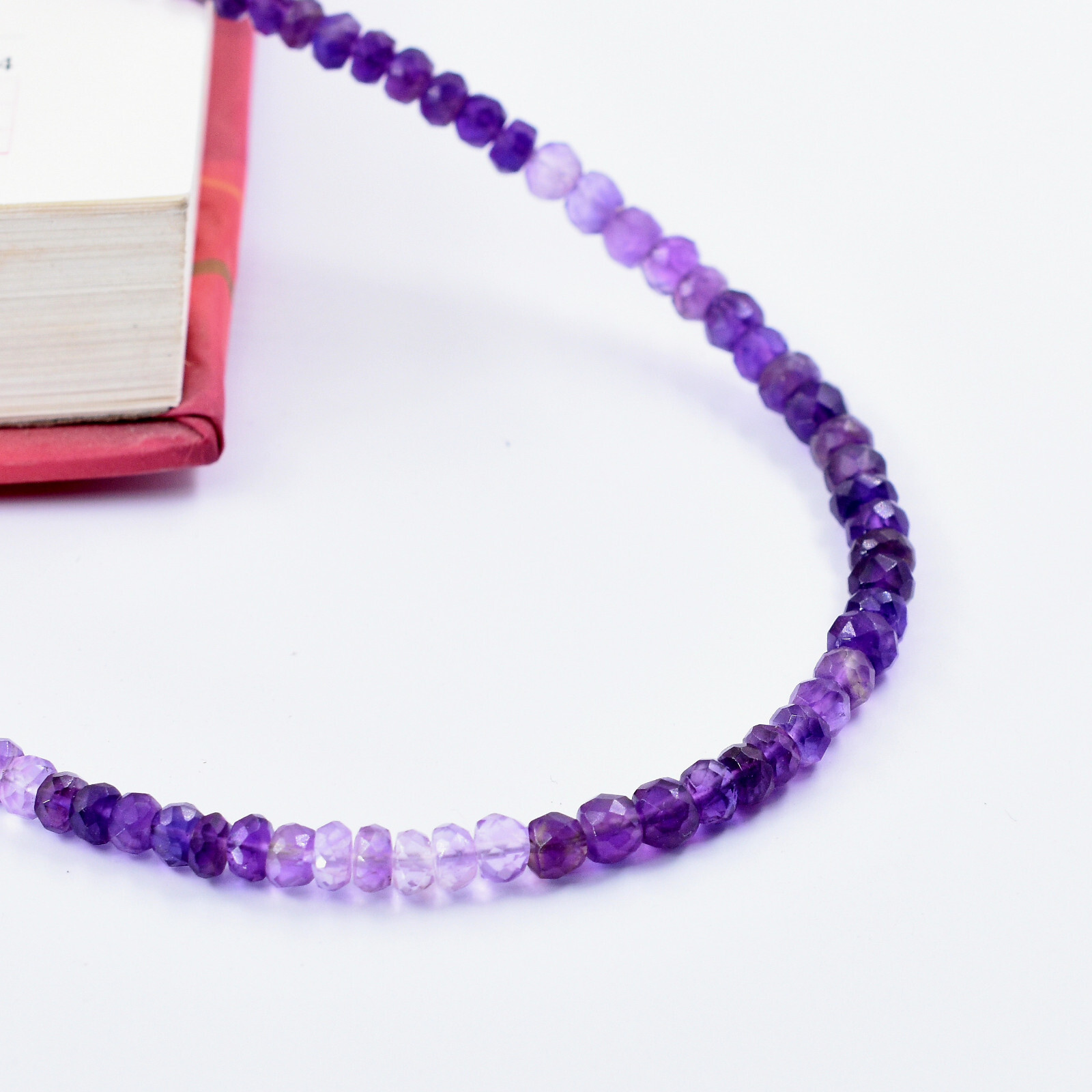Natural Shaded Amethyst 3-4 mm Faceted Rondelle Jewelery Adjustable Necklace 18″