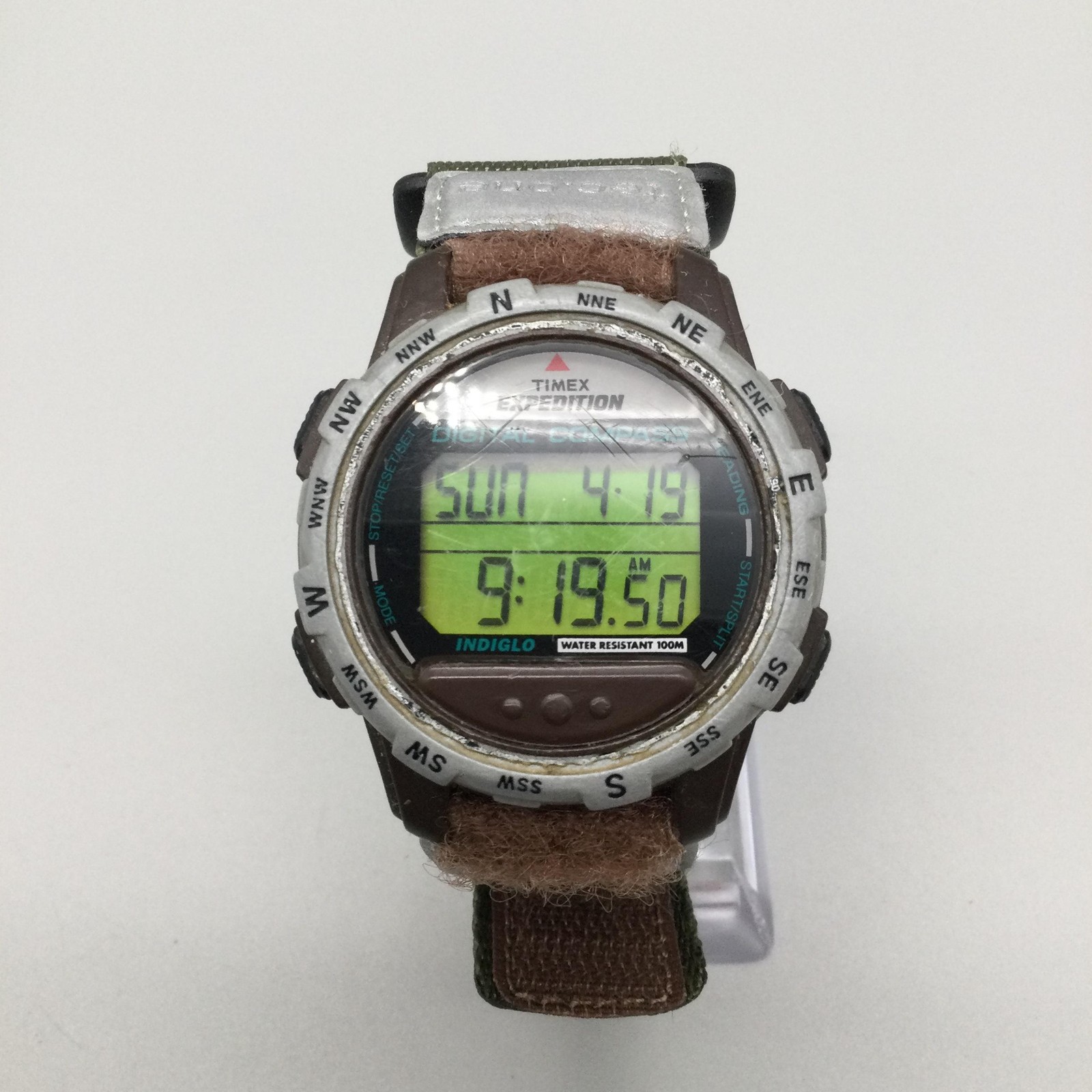 Vintage Timex Expedition Men Watch 42mm Digital Compass Indiglo WR 100M