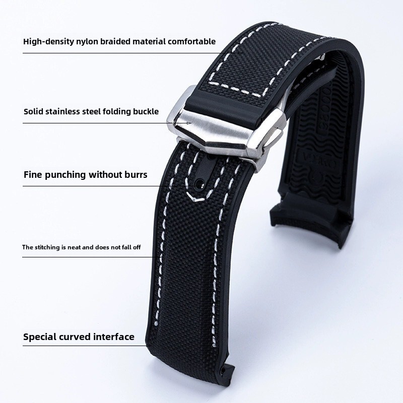 High Quality Nylon Rubber Watch Band Strap for Omega New Seamaster 300 20/22mm