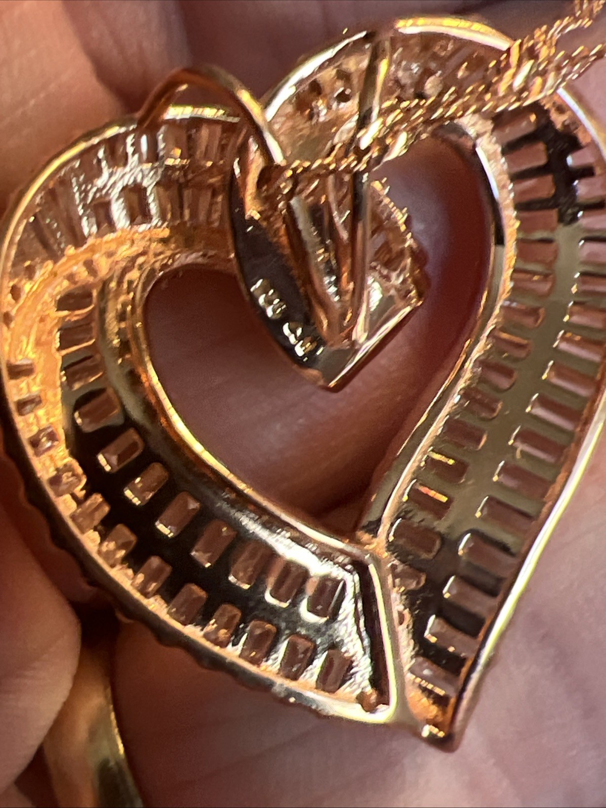 White Cubic Zirconia 18K Rose Gold Over 925 Heart Pendant w 18 Chain #JH9