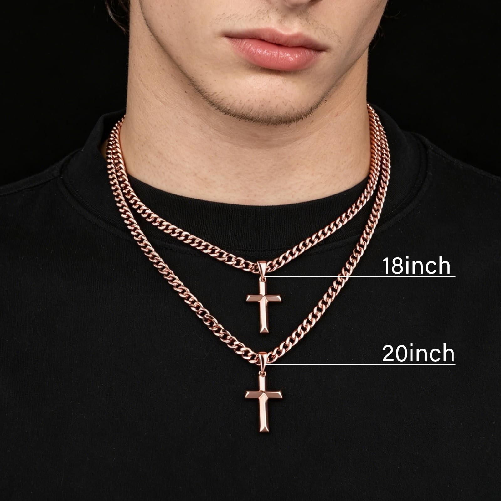 99.9% Pure Copper Cross Necklace – Solid Cuban Link Chain Jewelry for Men & Wome