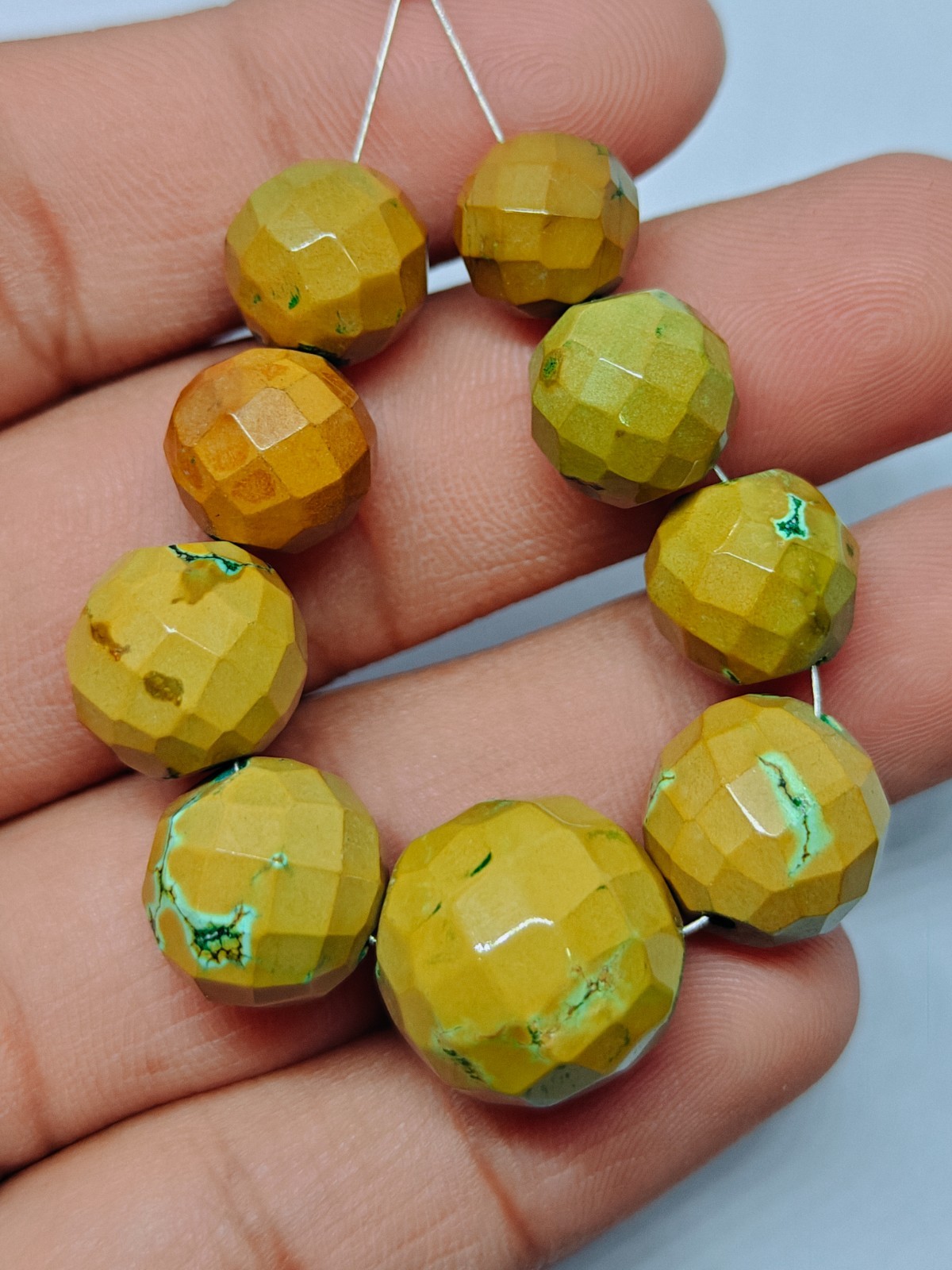 Natural Turquoise Faceted Round Ball Beads, Loose Gemstone For Jewelry Supplies