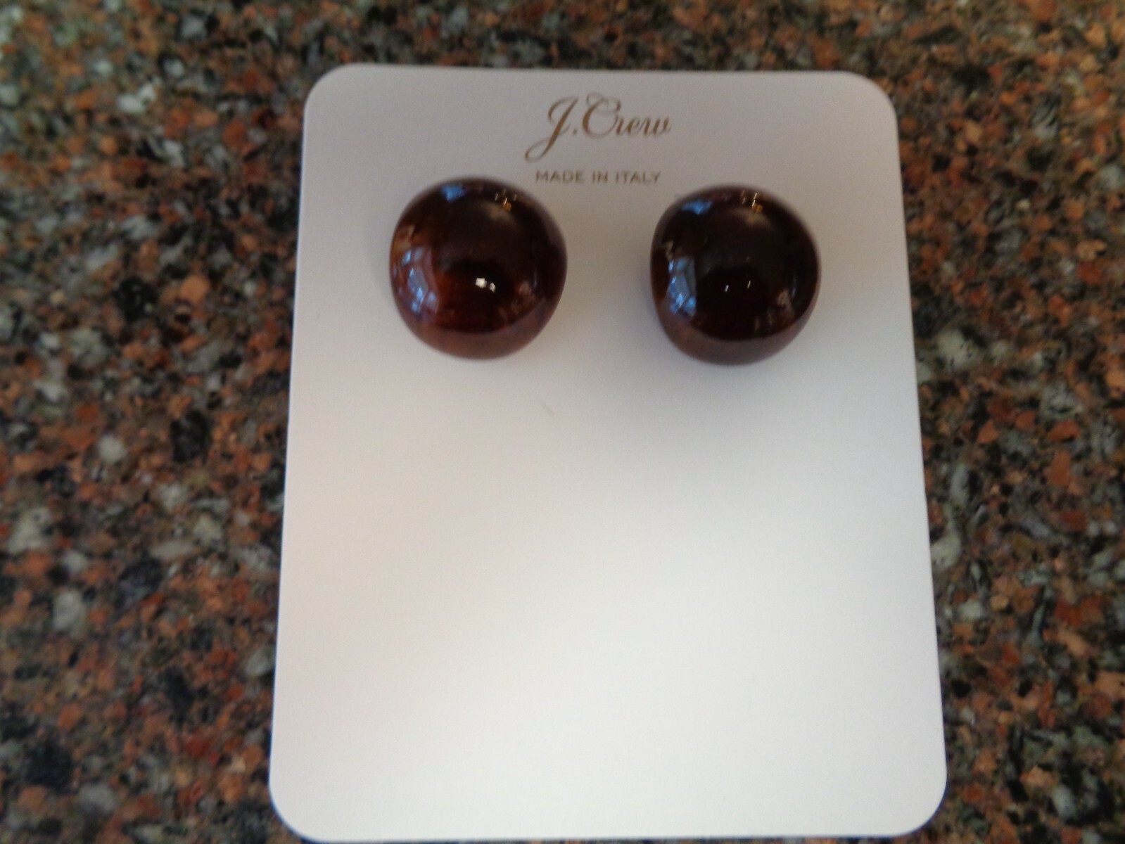 J.CREW Women’s Italian Acetate Rounded Earrings Burnished Pecan (Dark Brown)