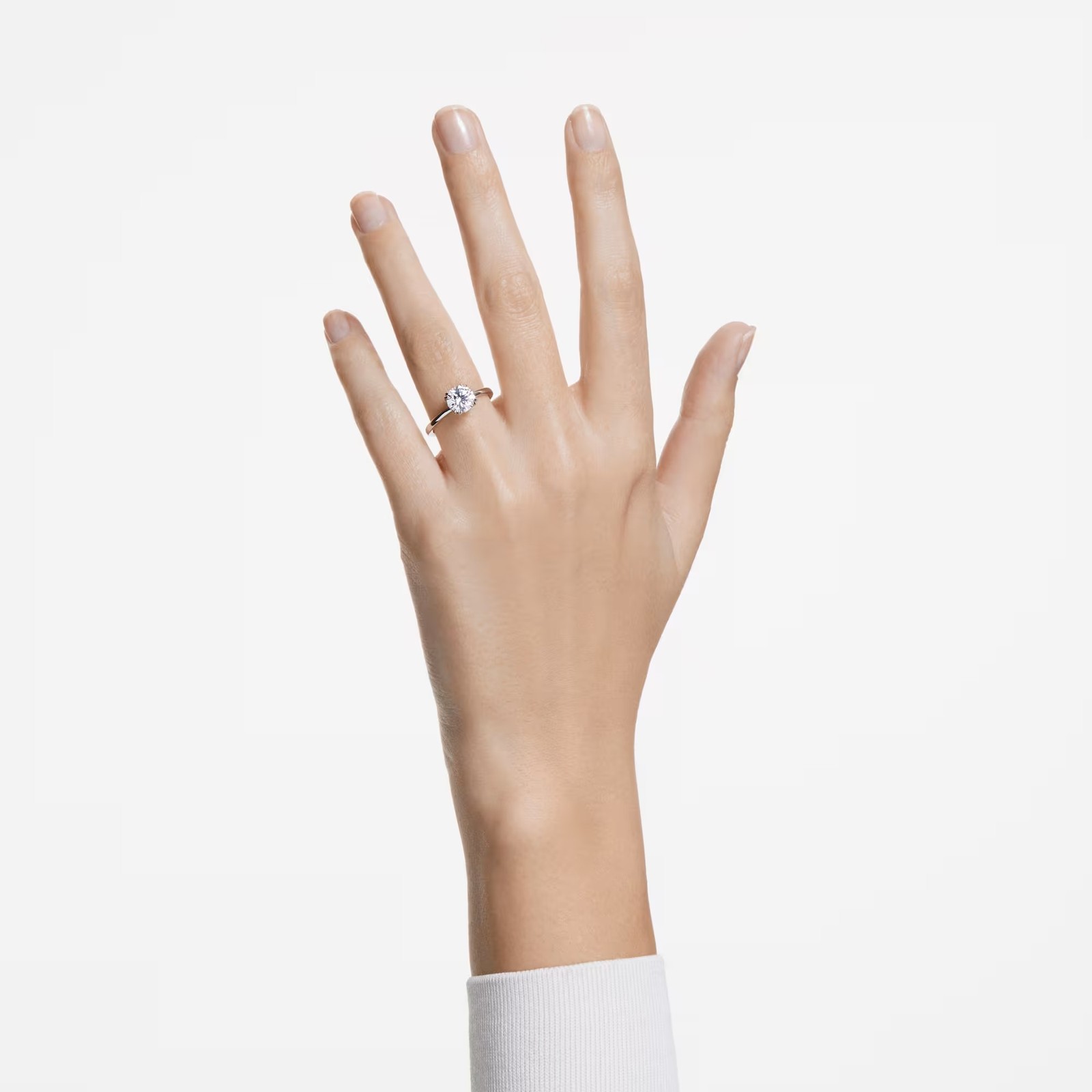 Swarovski Stilla Cocktail Ring, White, Silver Tone Finish 5717939 (Size 55/6.75)