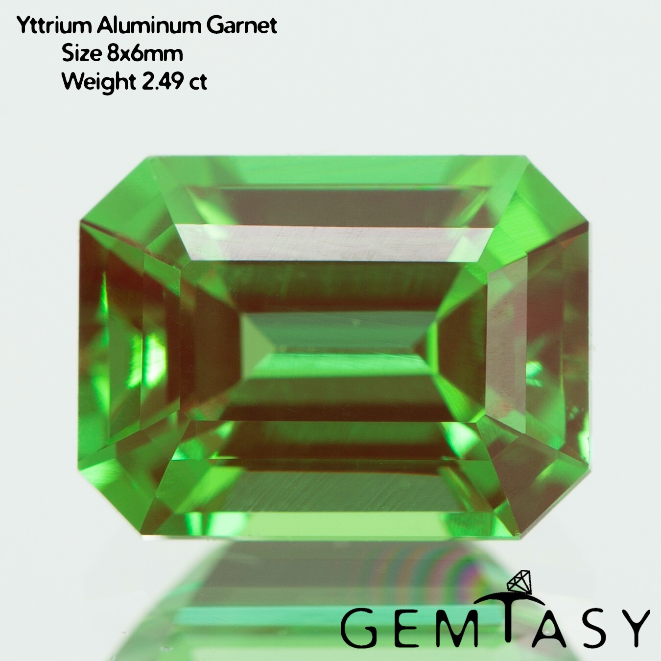 Cut stone – YAG Green-Red Czochralski (Pulled) lab grown, 8x6mm 2.04-2.49ct