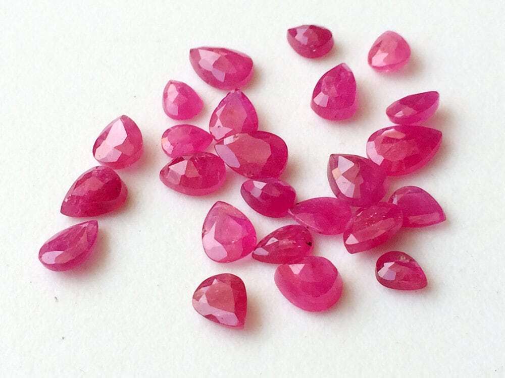 4×5.5mm-5x8mm Ruby Mozambique Pear Cut Stone Natural Ruby Faceted Pear Cut Stone