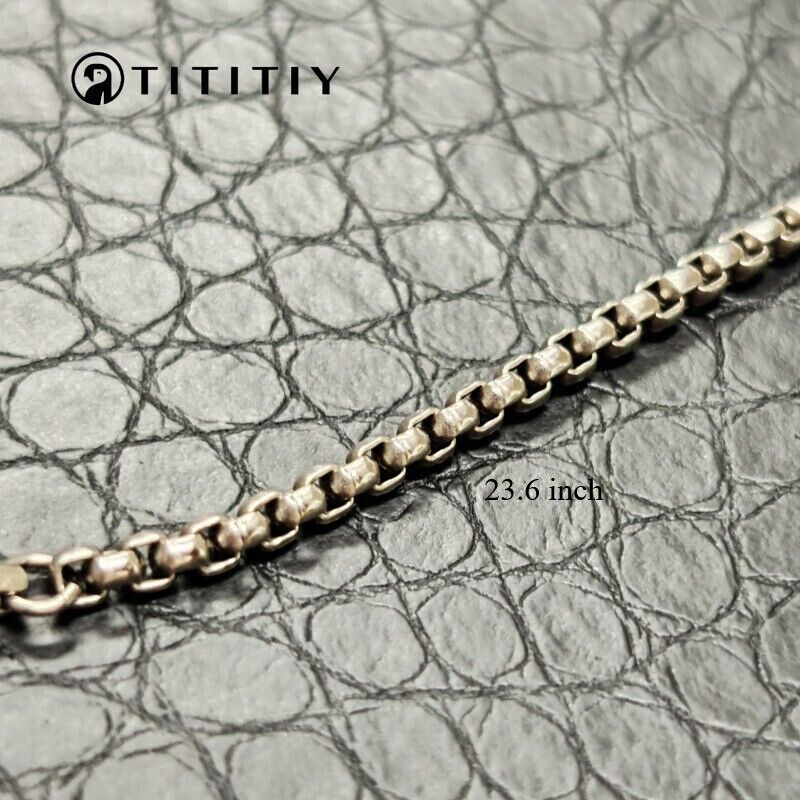 Pure Titanium Necklace with 3mm Square Box Chain Anti Allergic Classics 23.6inch