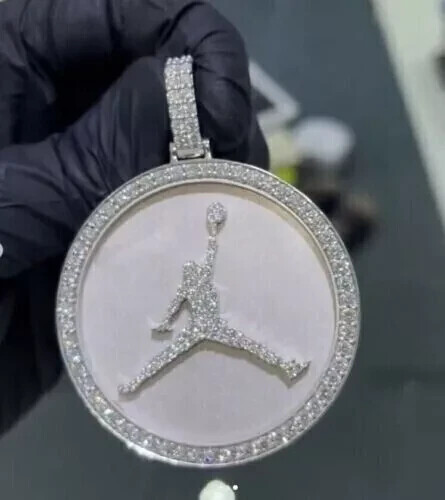 Lab Created Diamond 2Ct Round Basketball Charm Pendant 14K White Gold Plated