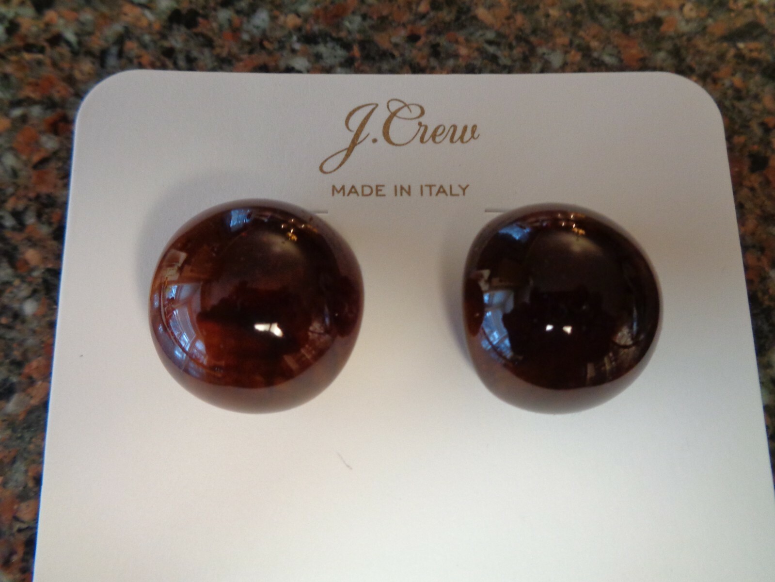 J.CREW Women’s Italian Acetate Rounded Earrings Burnished Pecan (Dark Brown)