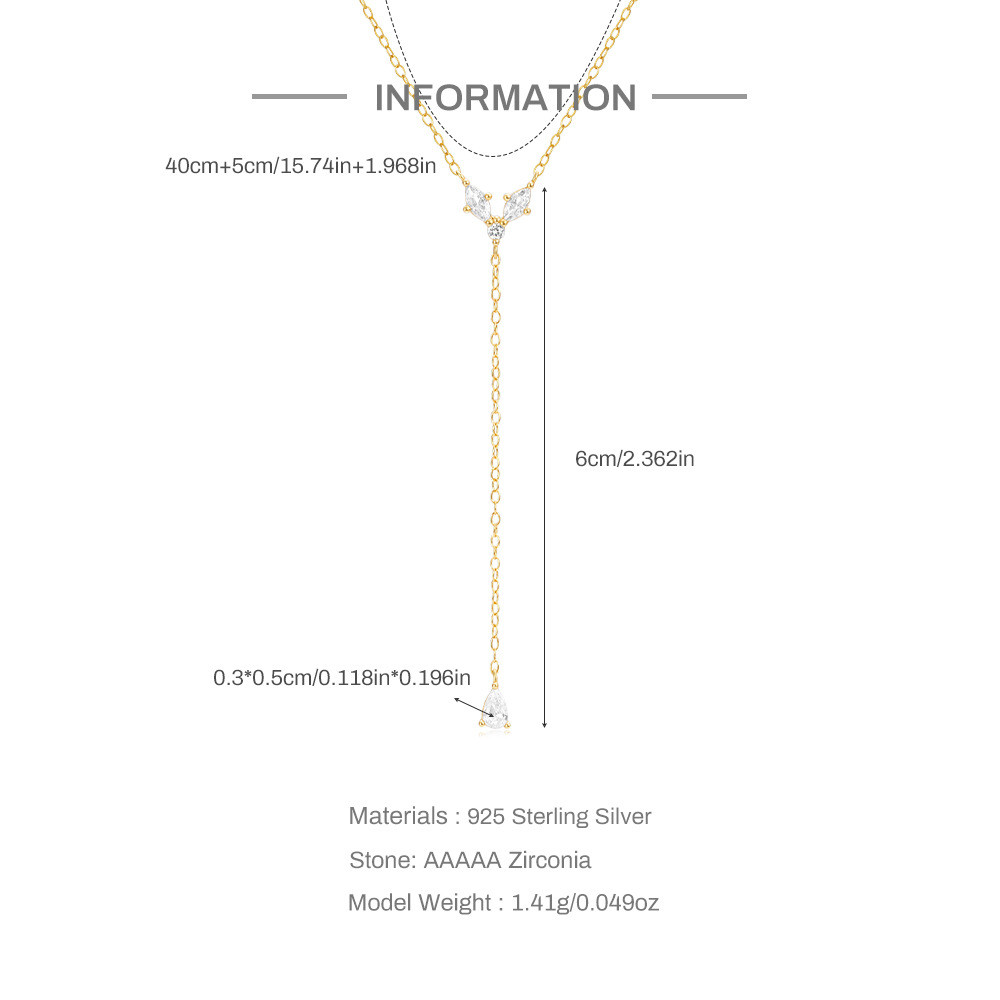 Gold Plated 925 Sterling Silver CZ Butterfly Y Lariat Necklace for Women