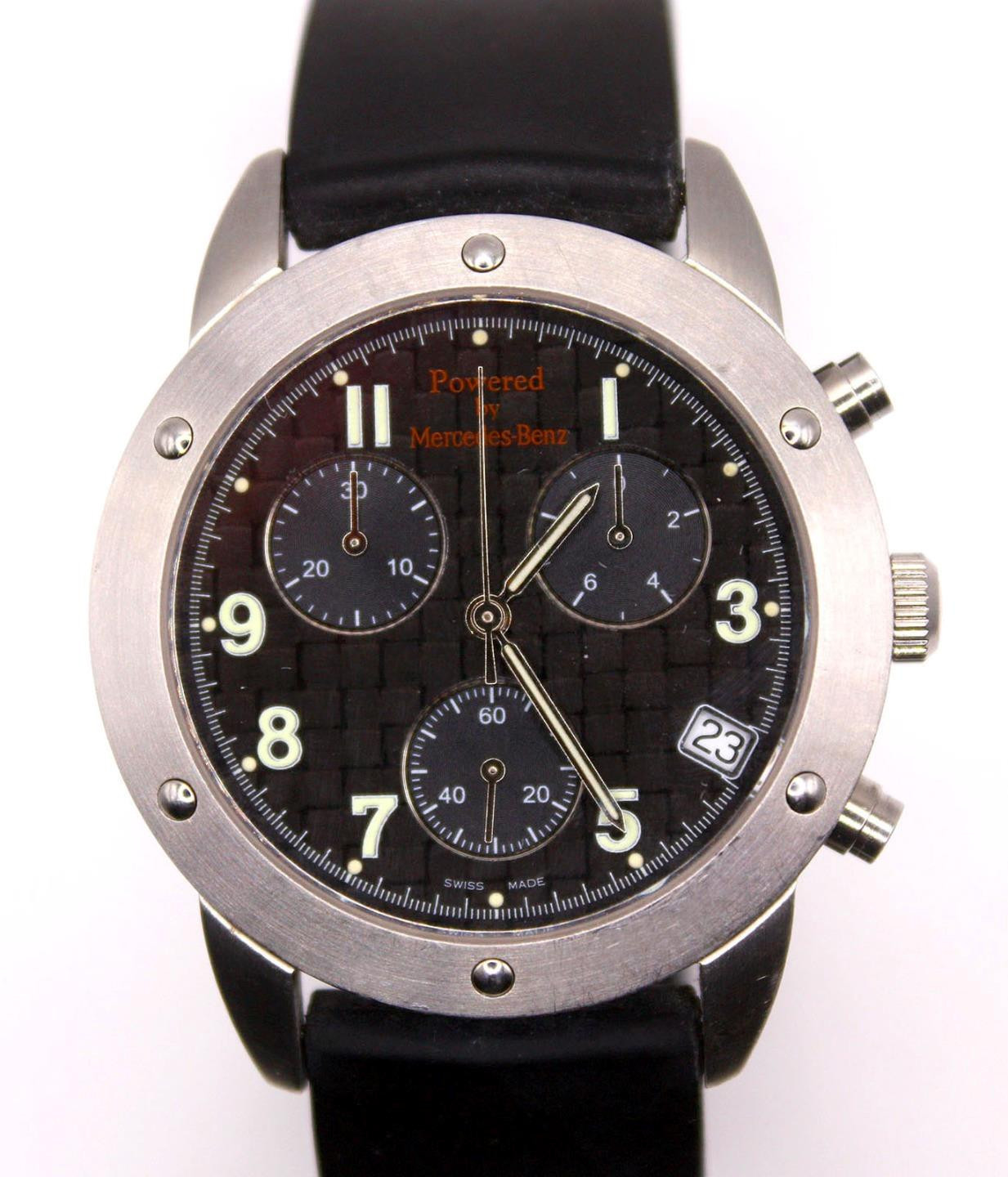 Men’s Mercedes Benz Watch 467-280 Black Dial, Date, Chrono Resin Band