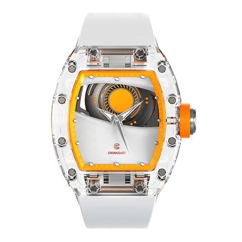 CRONUSART Men Automatic Watch Mechanical Wristwatch Acrylic Case Mars Eye Dial