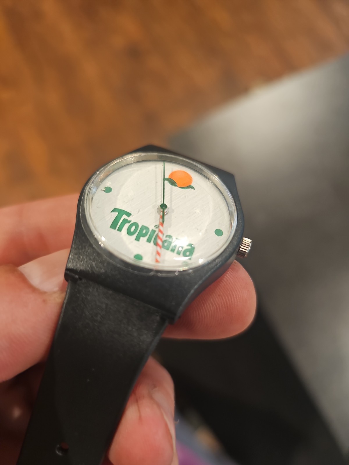 Tropicana Vintage Orange Juice Logo Quartz Watch Black Plastic