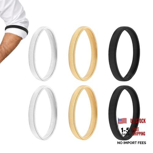 6pcs Sleeve Garters for Women Men, Adjustable Armbands and Anti-Slip Shirt