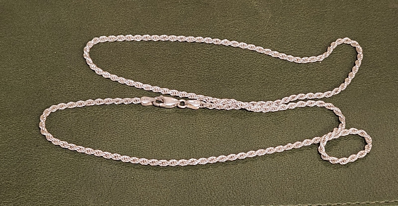 3MM ITALY .925 STERLING SILVER 24″ ROPE TWIST NECKLACE CHAIN 12.7g GRAMS VINTAGE