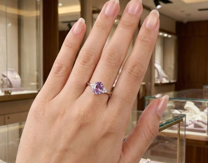 Women’s Ring Amethyst 925 Sterling Silver Ring Classic Diamond Engagement Ring