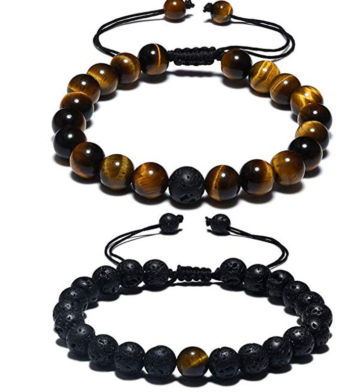 2 Pcs Triple Protection Bracelets for Men Adjustable Handmade Gift for Luck USA