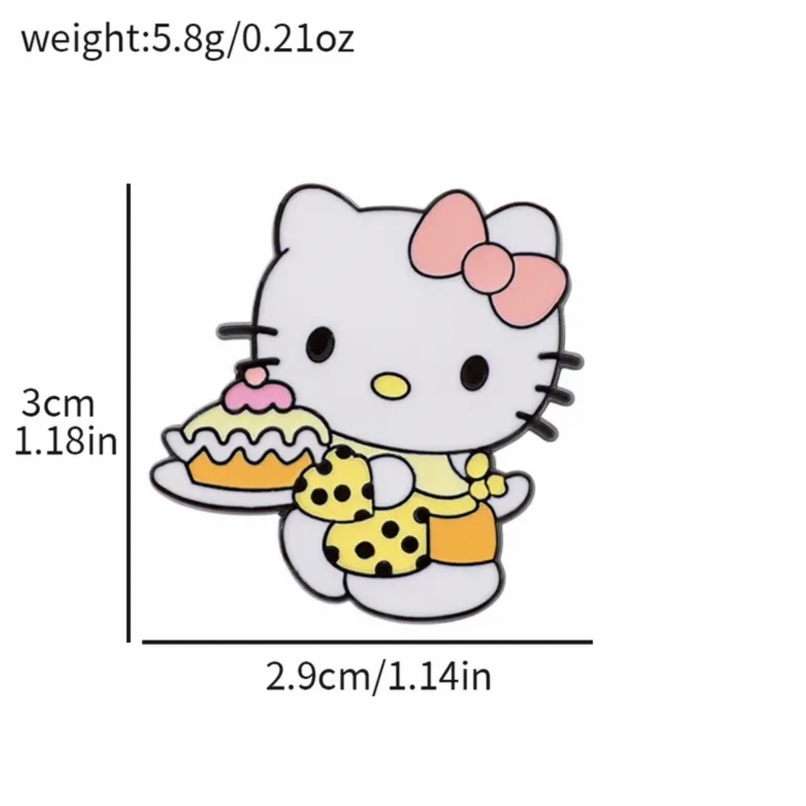 Hello Kitty As A Baker Holding A Cake W/ Cherry On Top, Enamel, Pin, Brooch.