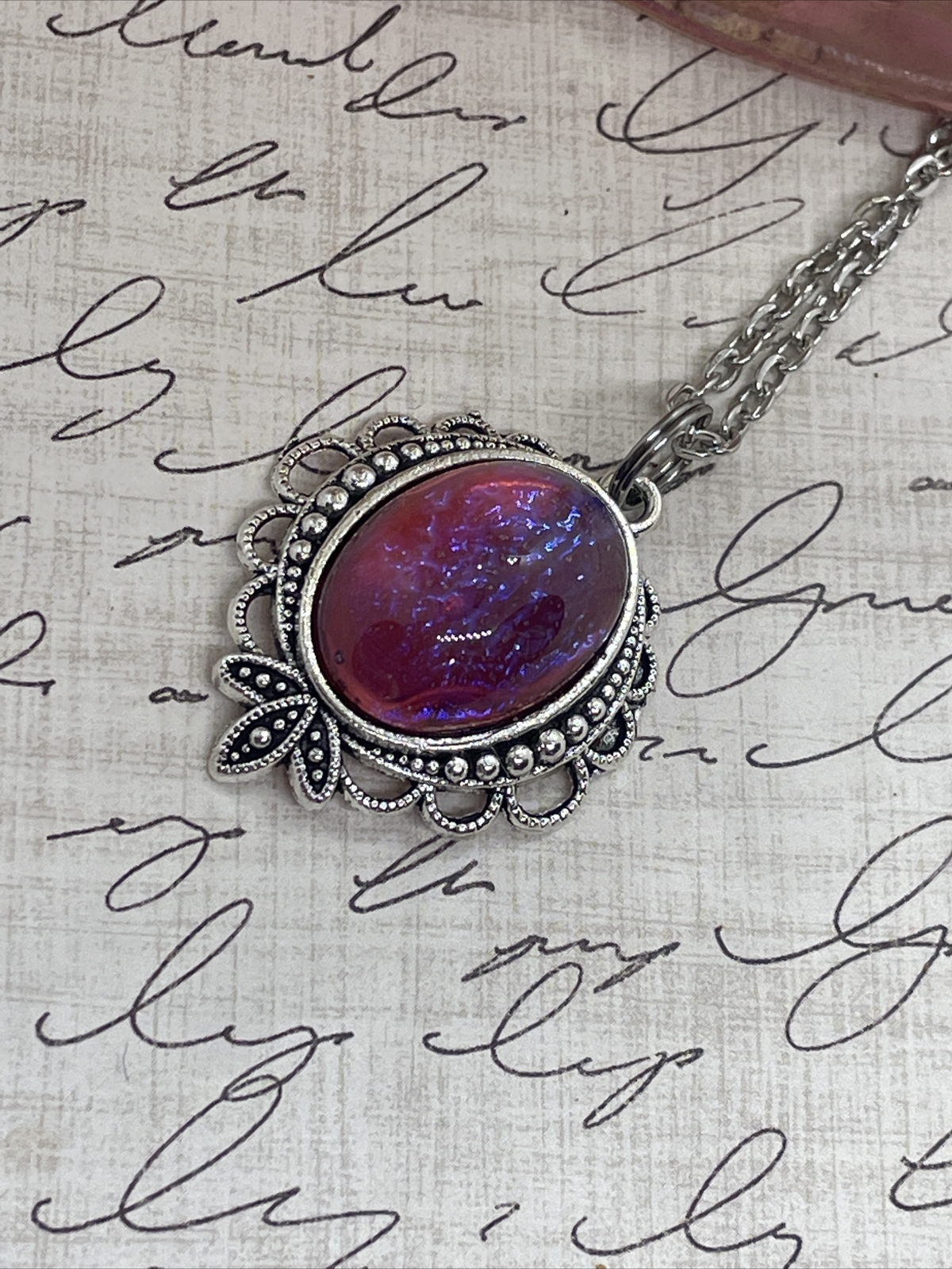 Mexican Fire Opal Dainty Necklace Pendant Anniversary Birthday Gift Mom Daughter