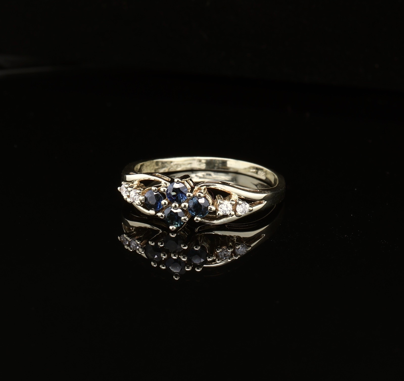 Vintage Australian Blue Sapphire & G VsDiamond 14K Gold Ring Sz P1/2 Val $2750
