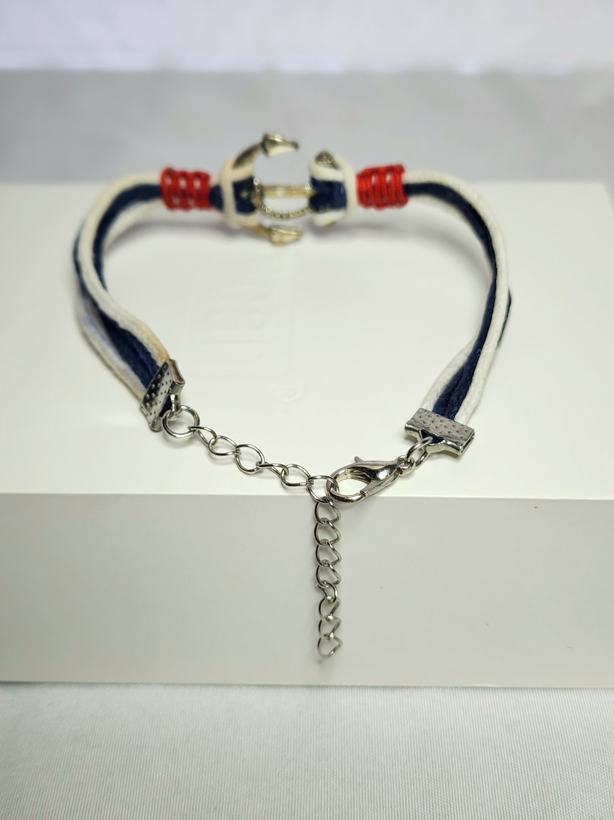 Red White Blue Anchor Nautical Rope Bracelet