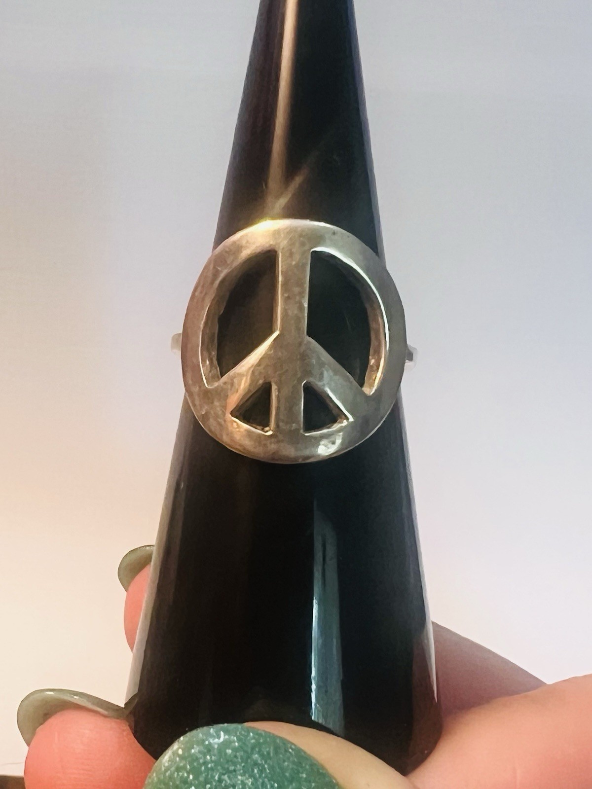 Sterling Silver Peace Symbol Ring Size 5.5 Marked 925