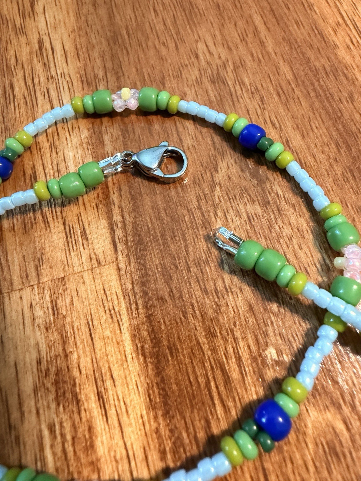 🫐✨Handmade Wild Blueberry Glass Seed Bead Necklace 15” Stainless Steel✨🫐