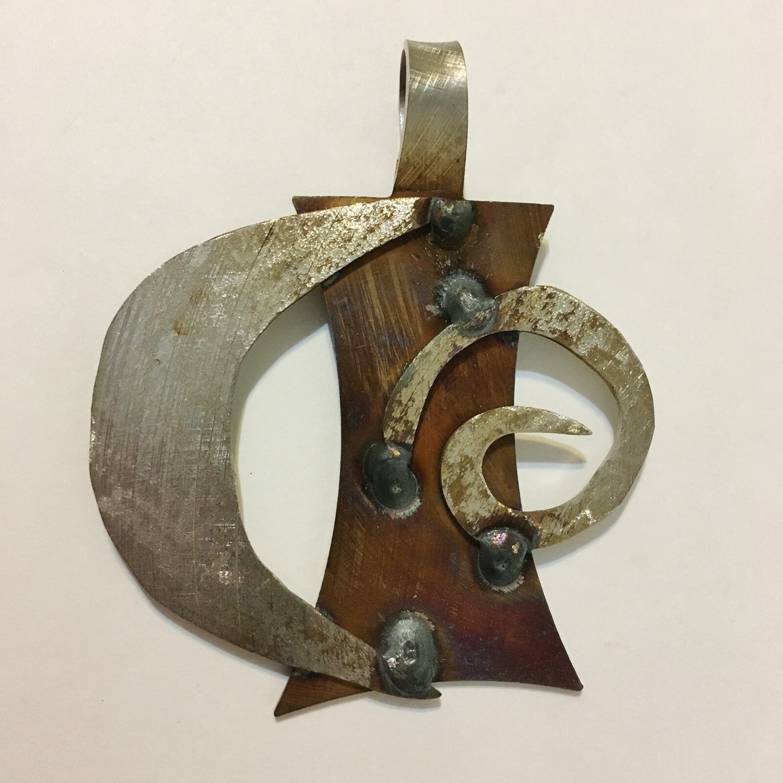 Crescent Pendant One Of A Kind Hand Crafted Stainless Steel Unique Artisan New