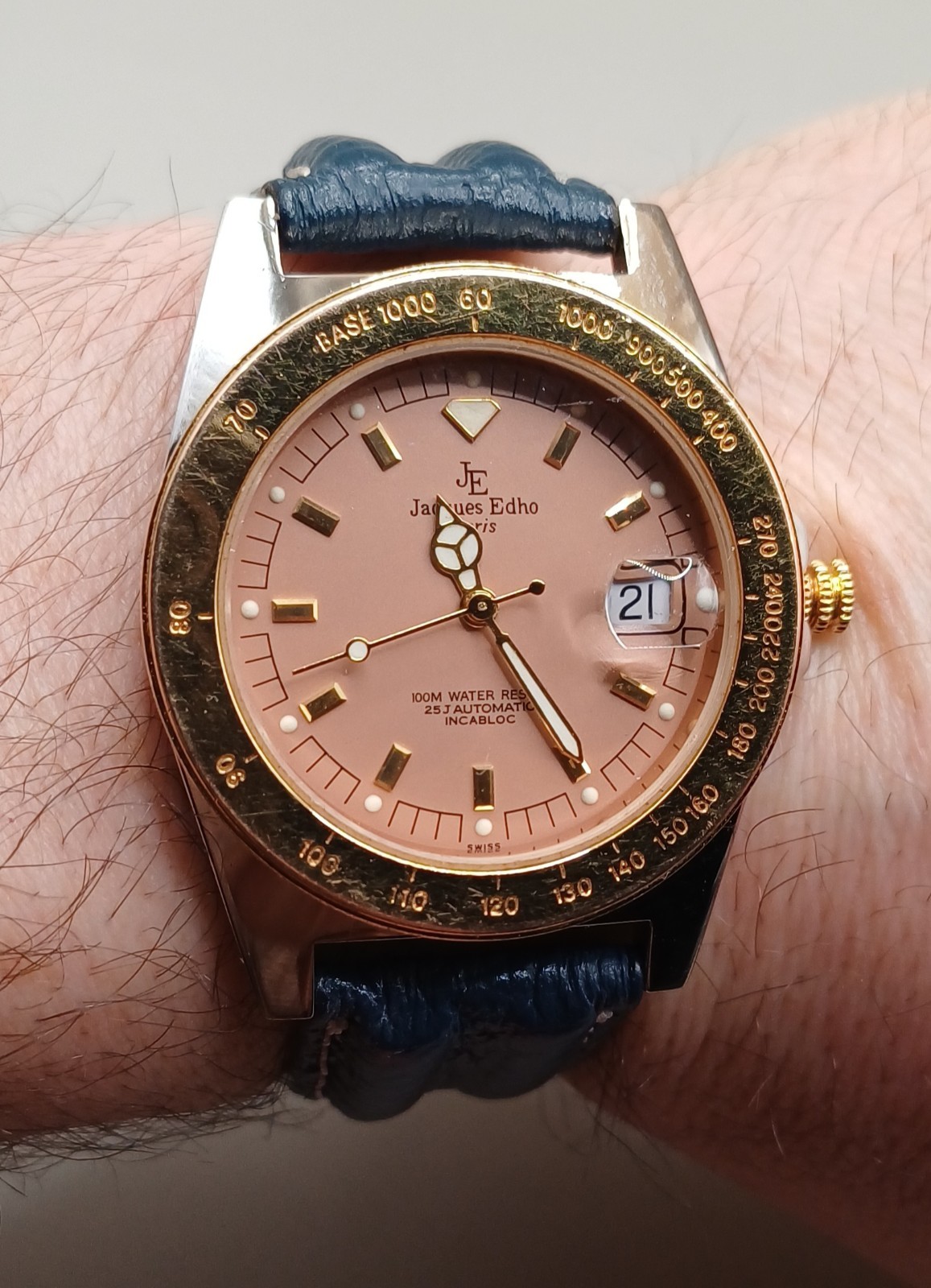 Rare Vintage JACQUES EDHO Swiss Mechanical Automatic Watch 25 jewels, 38 mm