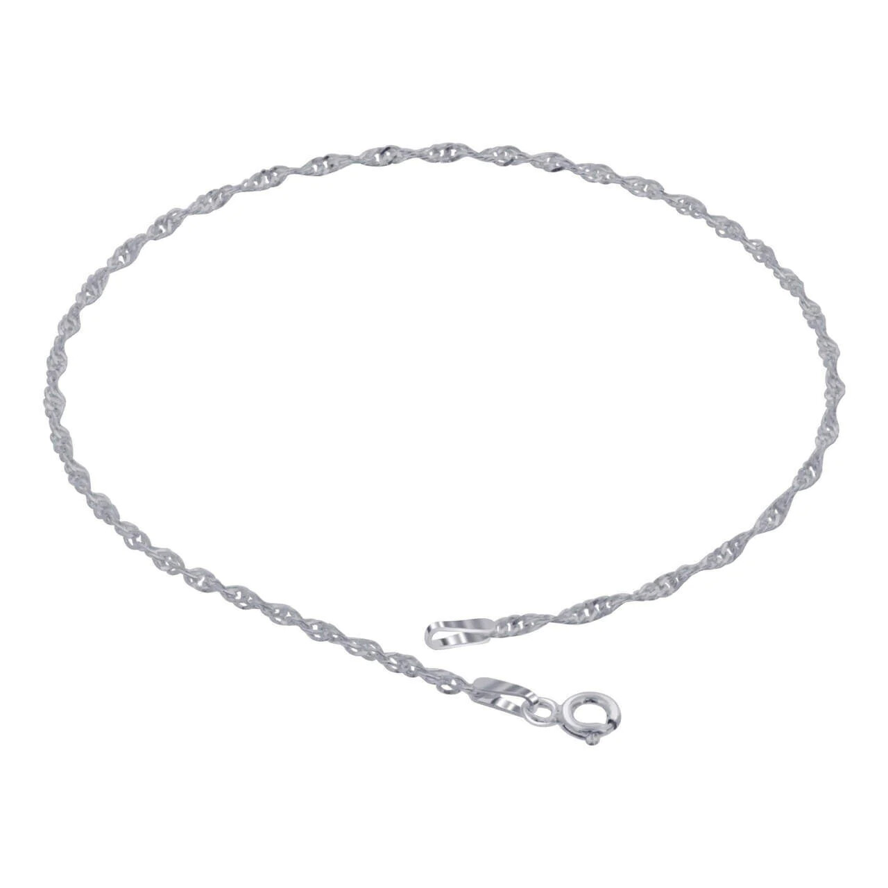 1.5MM Solid 925 Sterling Silver Italian Diamond Cut Singapore Anklet 9″ or 10″