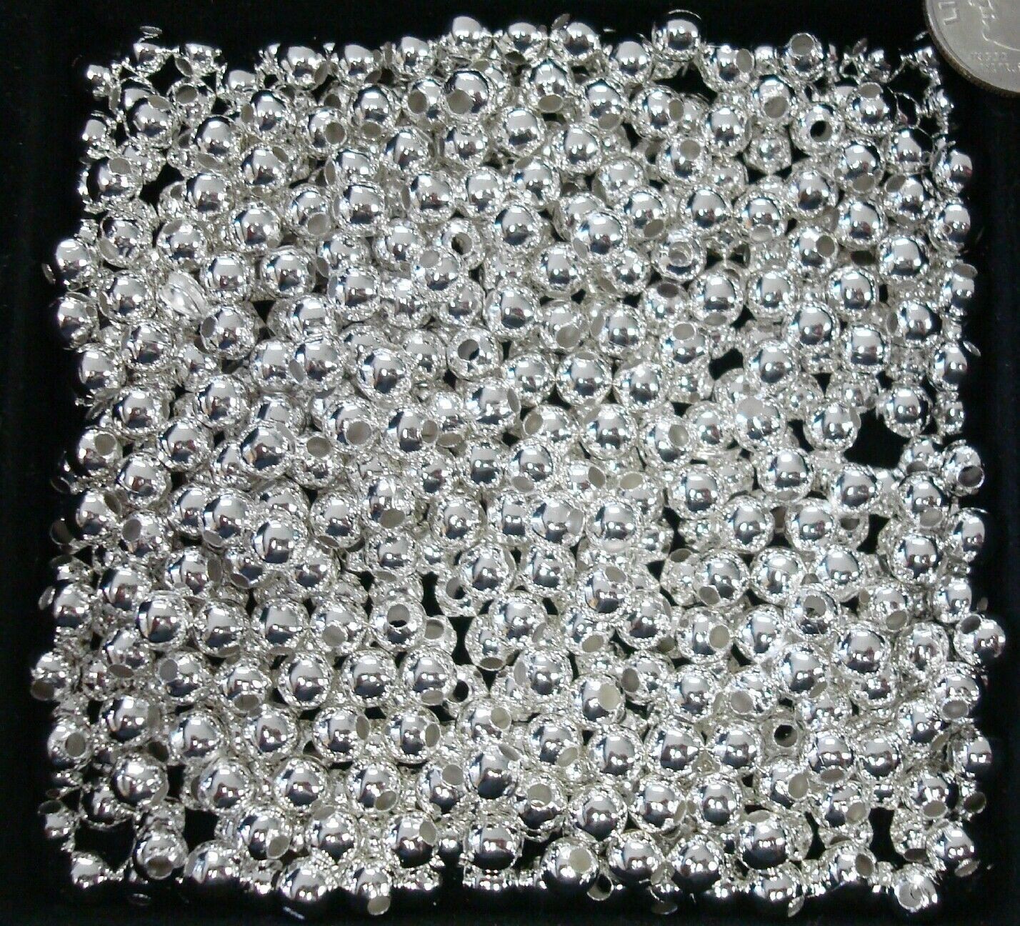 1000 Spacer beads 5mm smooth round silver plt lrg hole jewelry beads FPB191C