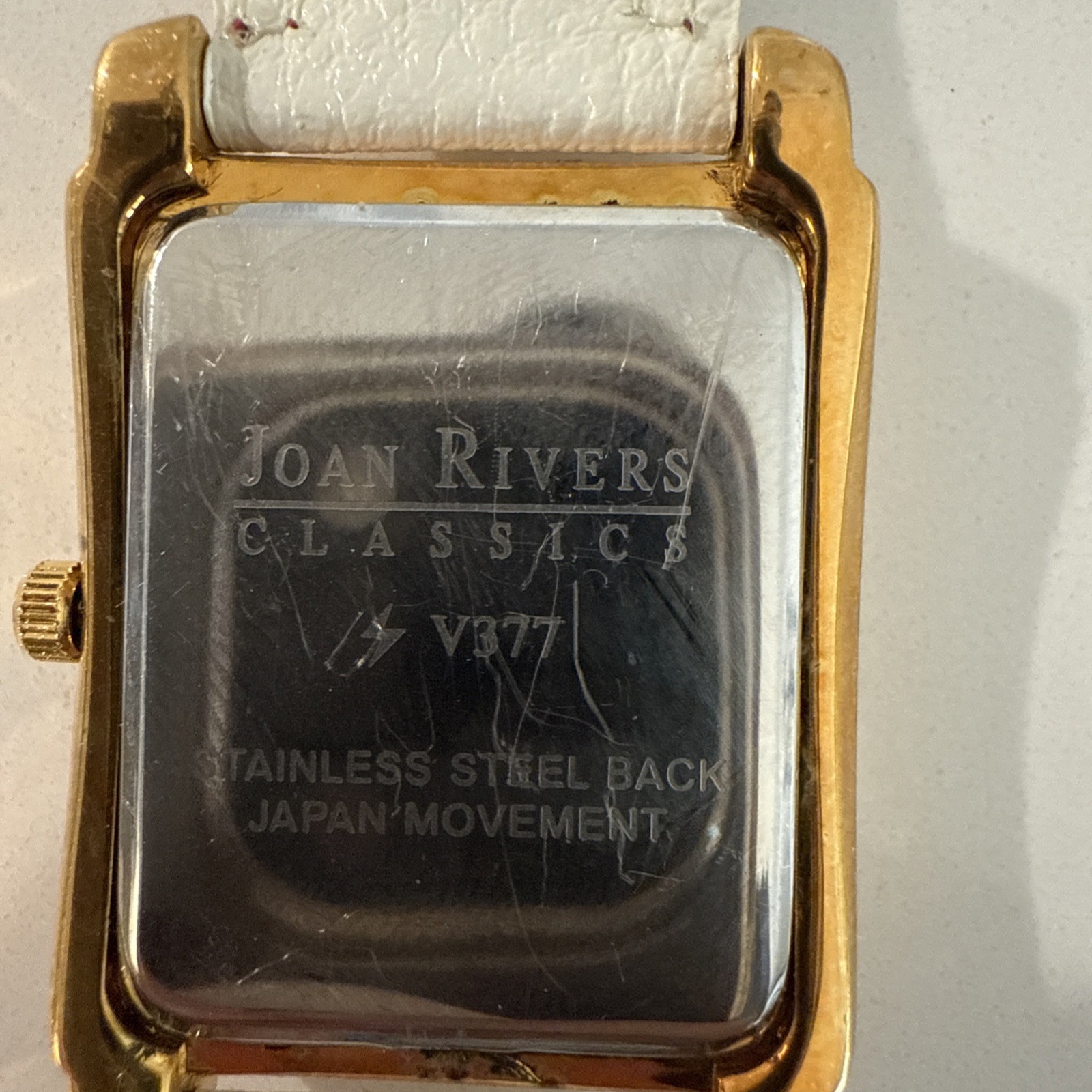 Joan Rivers Classics V377 Orange Face Large Watch Cream Color Leather Band Works