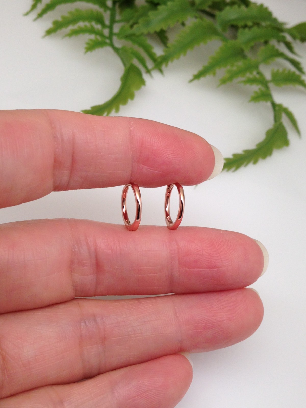 925 Sterling Silver Plain Huggie Hoop Earrings TINY Hoops 10.8mm/9mm x0.9mm