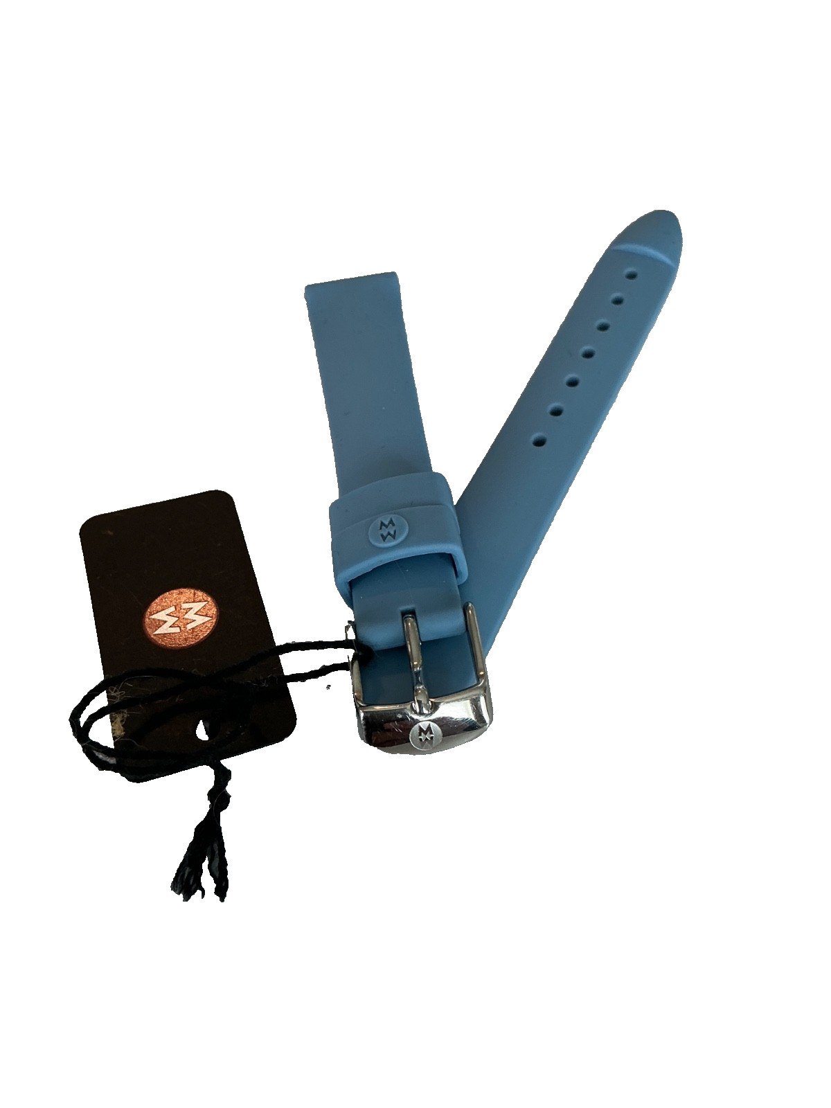 NEW MICHELE DECO, SIDNEY BABY BLUE SILICONE 16mm WATCH STRAP MS16AI040737