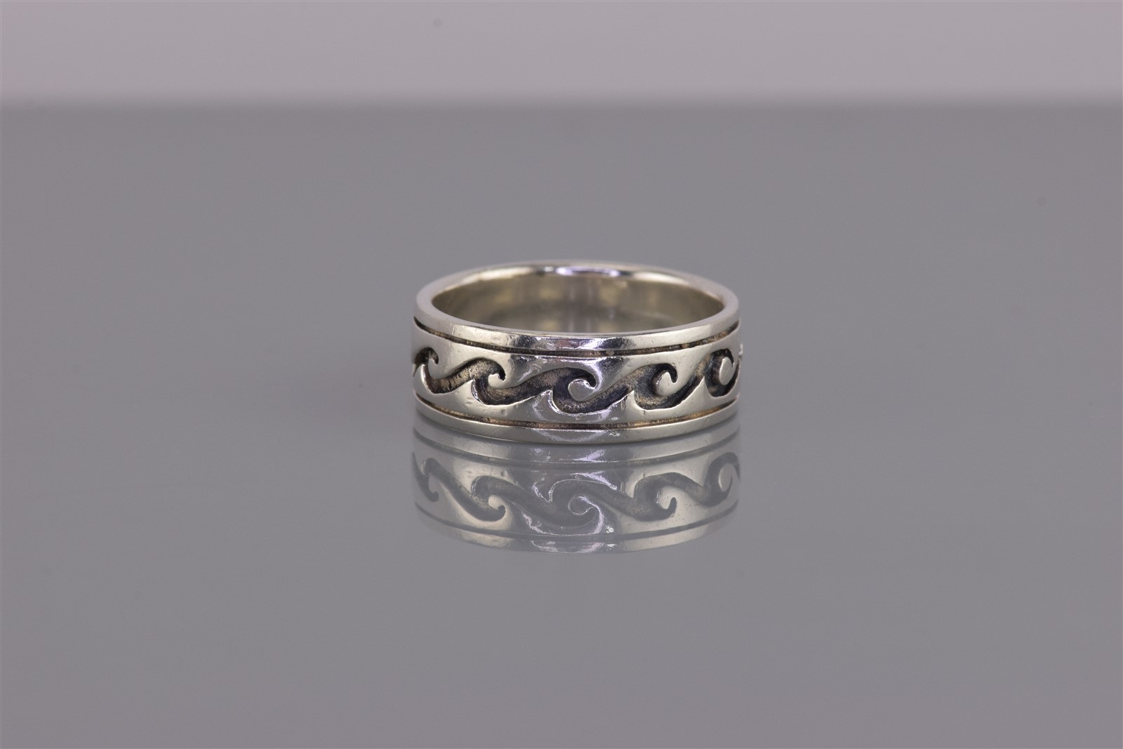 Peter Stone Sterling Silver 6mm Carved Rolling Water Wave Band Ring 925 Sz: 6