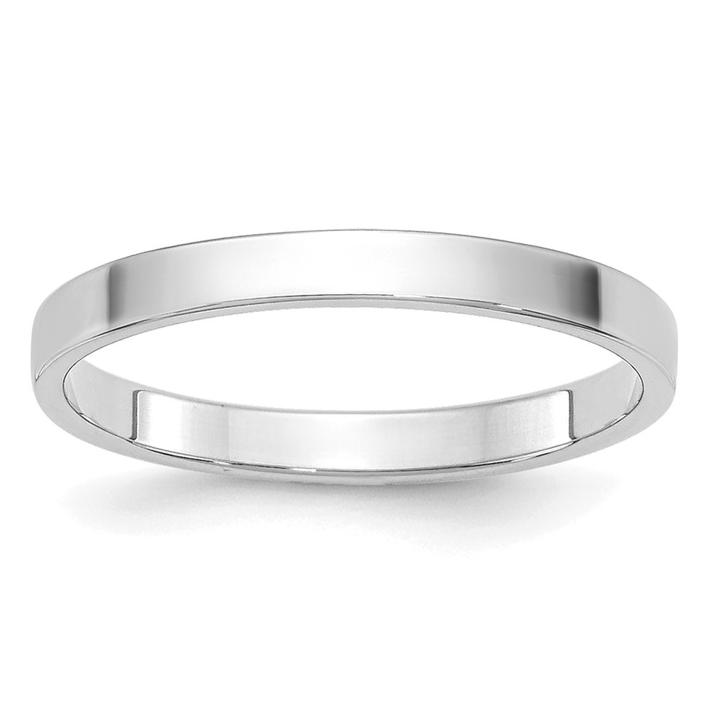 10k White Gold 2mm Lightweight Flat Wedding Band Ring Size 6