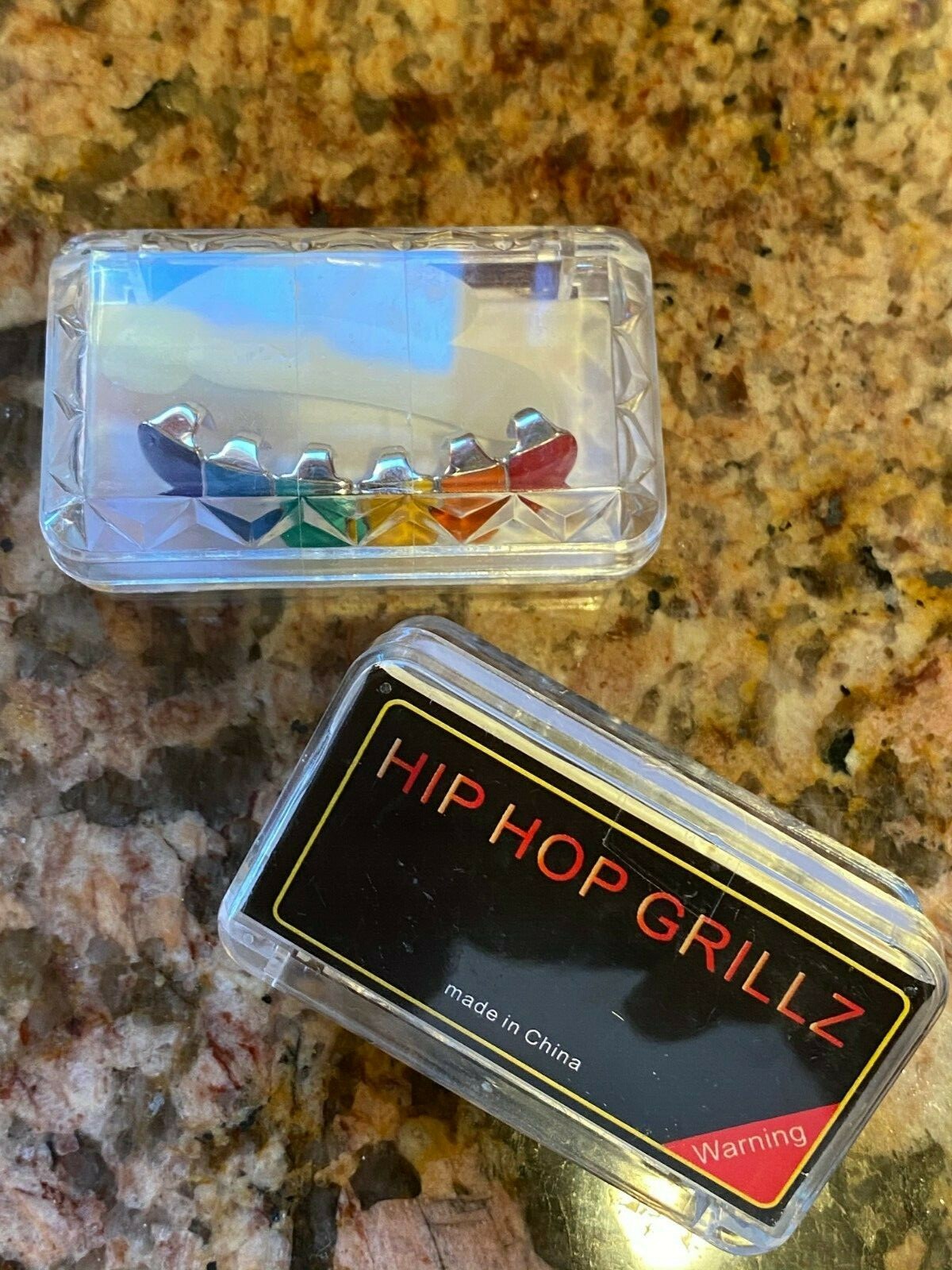 Real SOLID 925 Sterling Silver GRILLZ Teeth Top Bottom Tekashi69 Rainbow Color