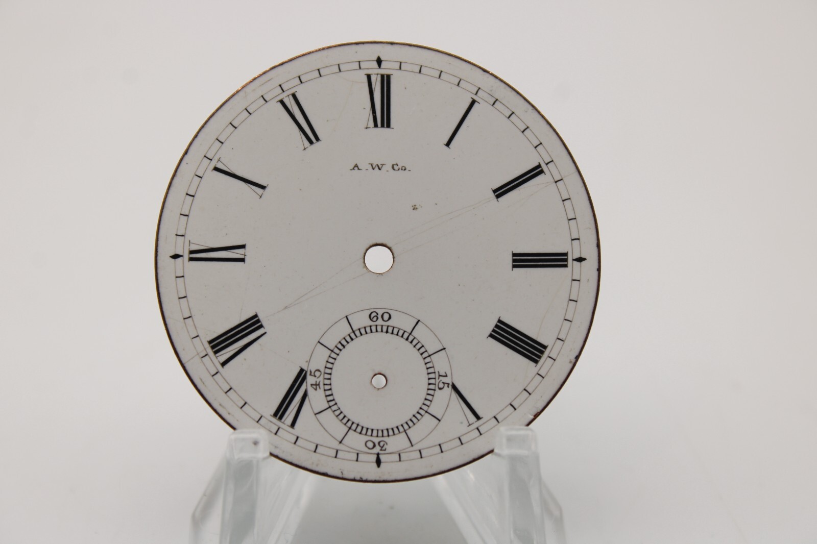 A.W. CO. WALTHAM POCKET WATCH DIAL ROMAN NUMERAL INDICES 41.7mm (F4P3)