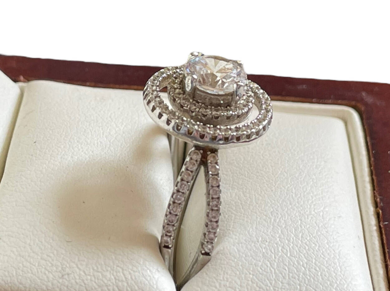Bella Luce Rhodium Over Sterling Silver 5.46ctw Round CZ Engagement Ring, 12