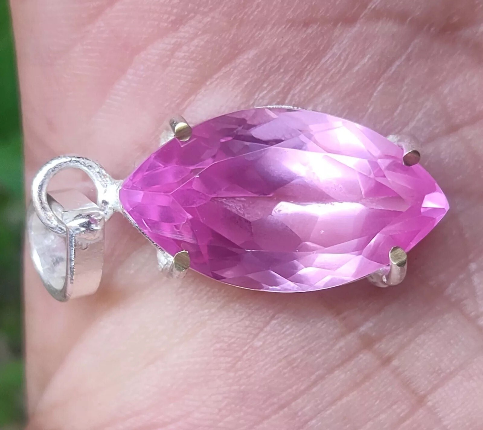 Natural 33.50 CT Pink Sapphire Marquise Certified Gemstone Pendant 925 Silver
