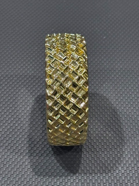 MILOR 14K Yellow Gold Resin Core Bold Textured Bangle Bracelet Large 7.75″