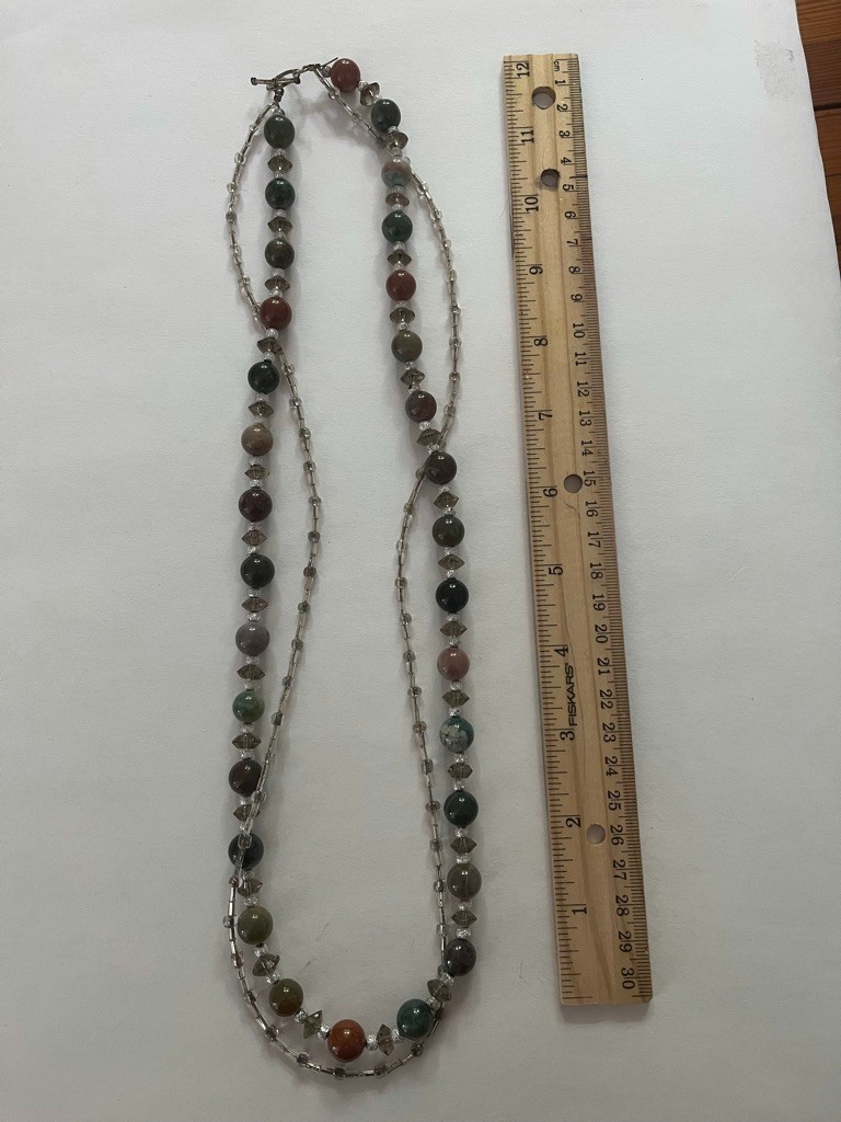 Layered Necklace Natural Multicolored Gemstone Jasper Agate wth Faceted Spacers