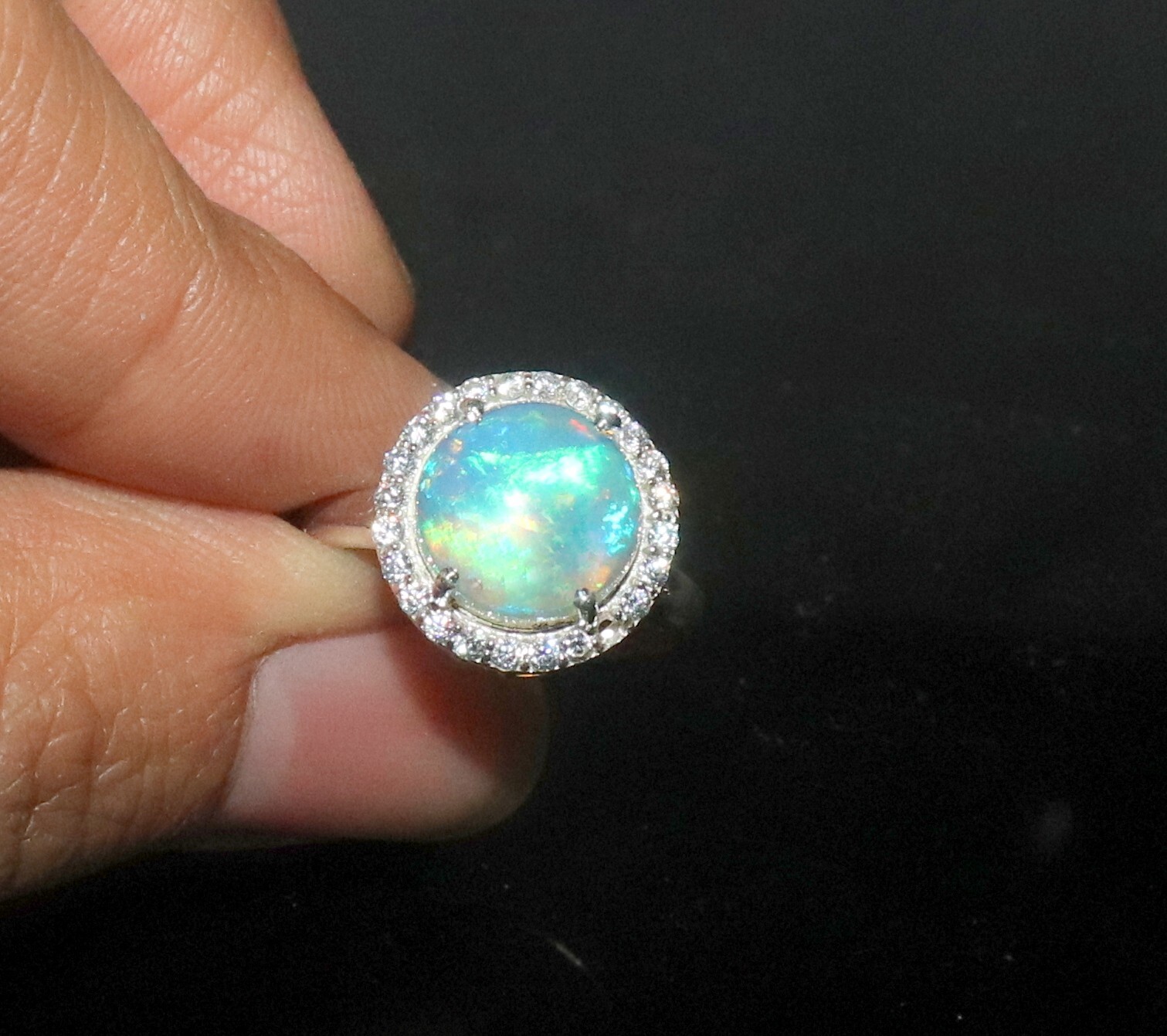 fire opal ring with 925 silver opal gemstone ring unisex rings Natural Ethiopian