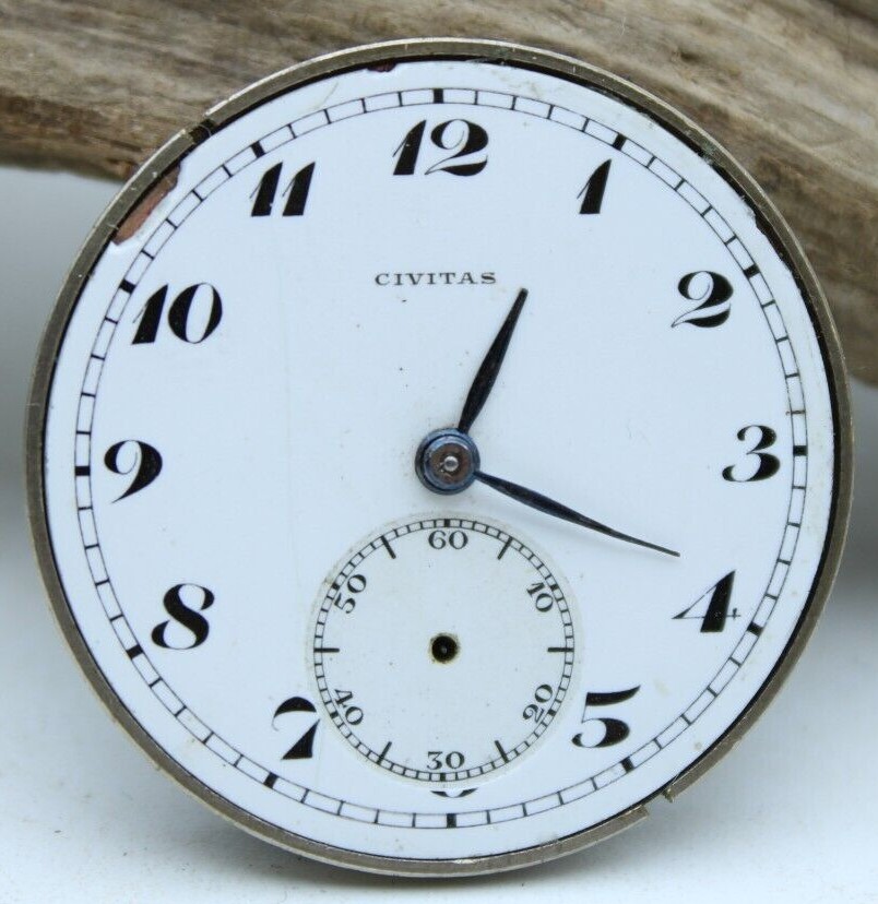 CIVITAS SWISS POCKET WATCH MOVEMENT 39.7mm DIAMETER FOR REPAIR (T3K)