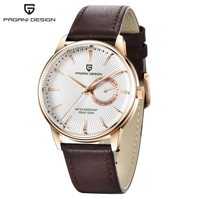 PAGANI DESIGN Men’s Sport Watch Military Waterproof Brown Leather Strap Watches