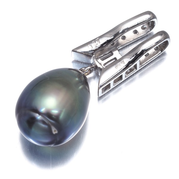 Black South Sea Pearl 11.6mm Diamond 0.27ct Pendant 900 Platinum