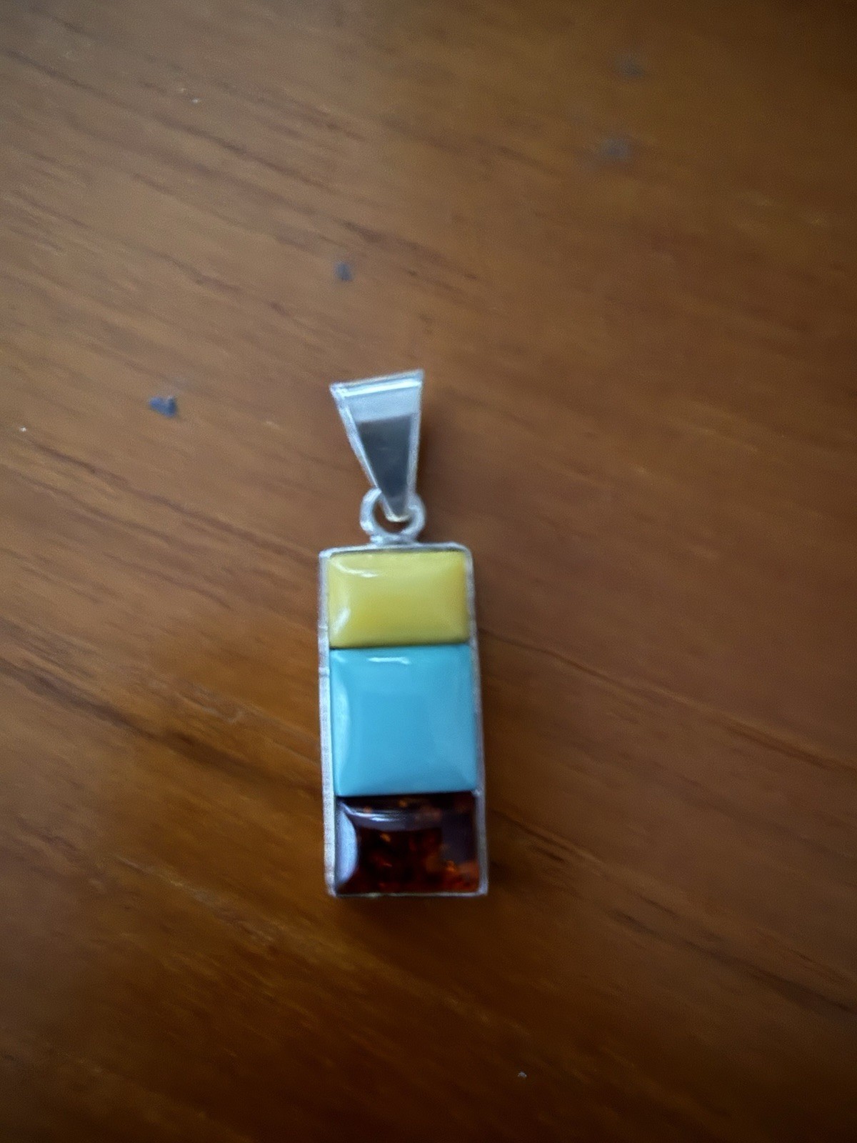 Beautiful Amber/turquoise/butterscotch Amber Pendant New Sterling Silver